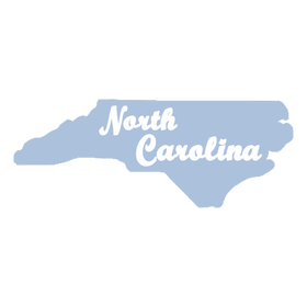 North Carolina Script in Blue and White Wooden Magnet
