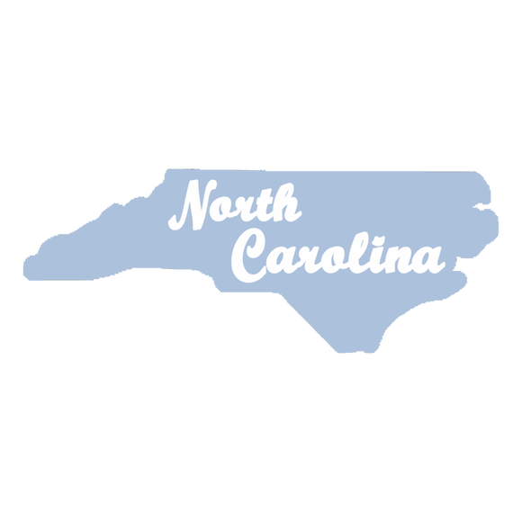 North Carolina Script in Blue and White Wooden Magnet