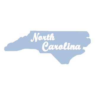 North Carolina Script in Blue and White Wooden Magnet
