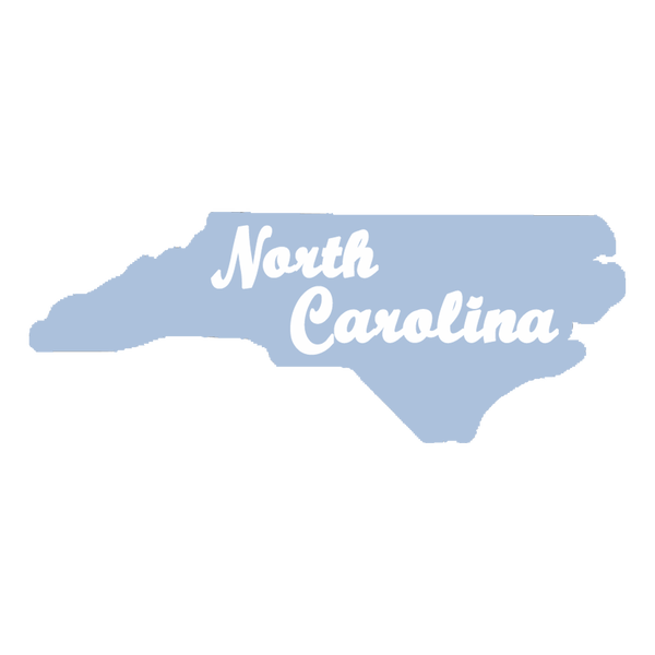 North Carolina Script in Blue and White Wooden Magnet