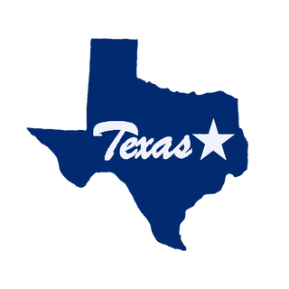 Texas Script in Blue and White Wooden Magnet