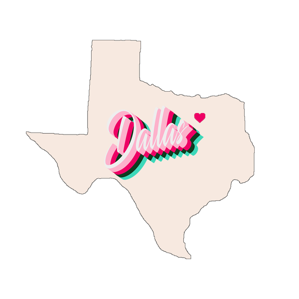 Texas Shape with Dallas Script Wooden Magnet