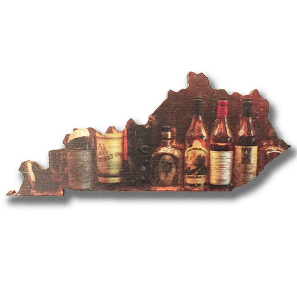 Kentucky Shape with Bourbon Bottles Magnet
