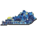 Louisville Starry Night Skyline Kentucky Shaped Wooden Magnet-1