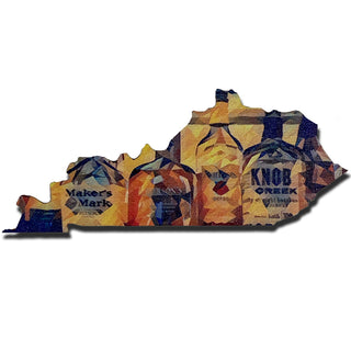 Bourbon Bottles Favorites Deco Kentucky Shaped Wooden Magnet