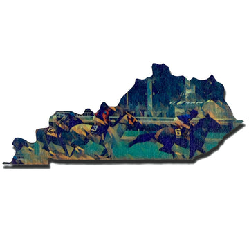 Derby Red Jockey Deco Kentucky Shaped Wooden Magnet