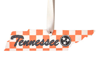 Tennessee Orange and White with Tri-star Wooden Ornament