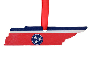 Tennessee Tri-Star Red White Blue Wooden Ornament