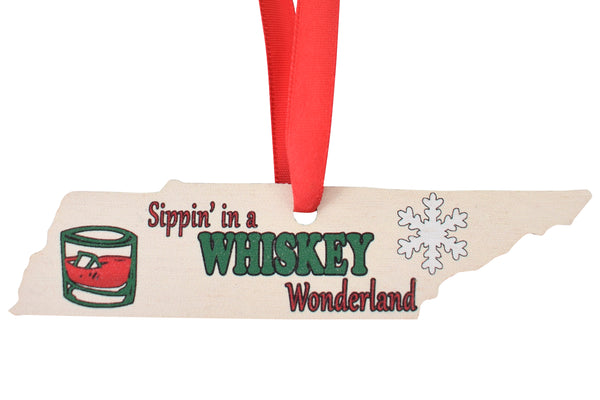 Tennessee Sippin in a Whiskey Wonderland Wooden Ornament