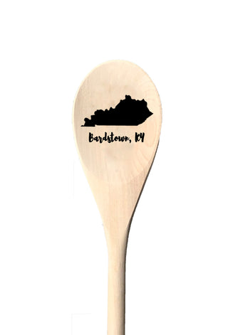 State Shape with Your Town Laser Engraved Wooden Spoon