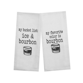 Bourbon Tea Towels Set of 2 - My Bucket List: Ice and Bourbon & My Favorite Color Is Bourbon