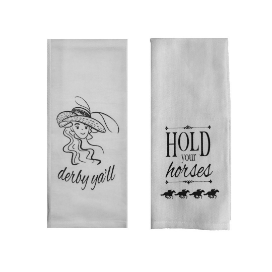 Derby Party Tea Towels Set of 2 - Derby Ya'll & Hold Your Horses