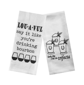 Derby Party Tea Towels Set of 2 - Louavul Say It Like You're Drinking Bourbon & Looks Like I Hit The Trifecta