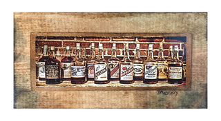 Bourbon Vintage Bottles Wooden Art