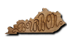 Kentucky Shape with Bourbon Script Magnet
