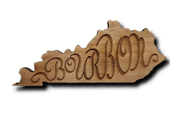 Kentucky Shape with Bourbon Script Magnet