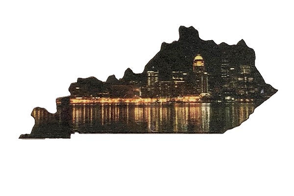 Kentucky Shape with Louisville Night Skyline