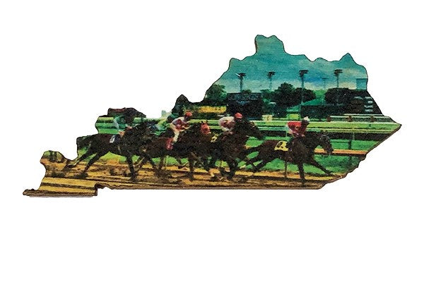 Kentucky Shape with Vintage Blue Derby Horse Race